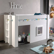 Lit Cabane 90x200 Sommier Inclus Vipack Noah - Blanc