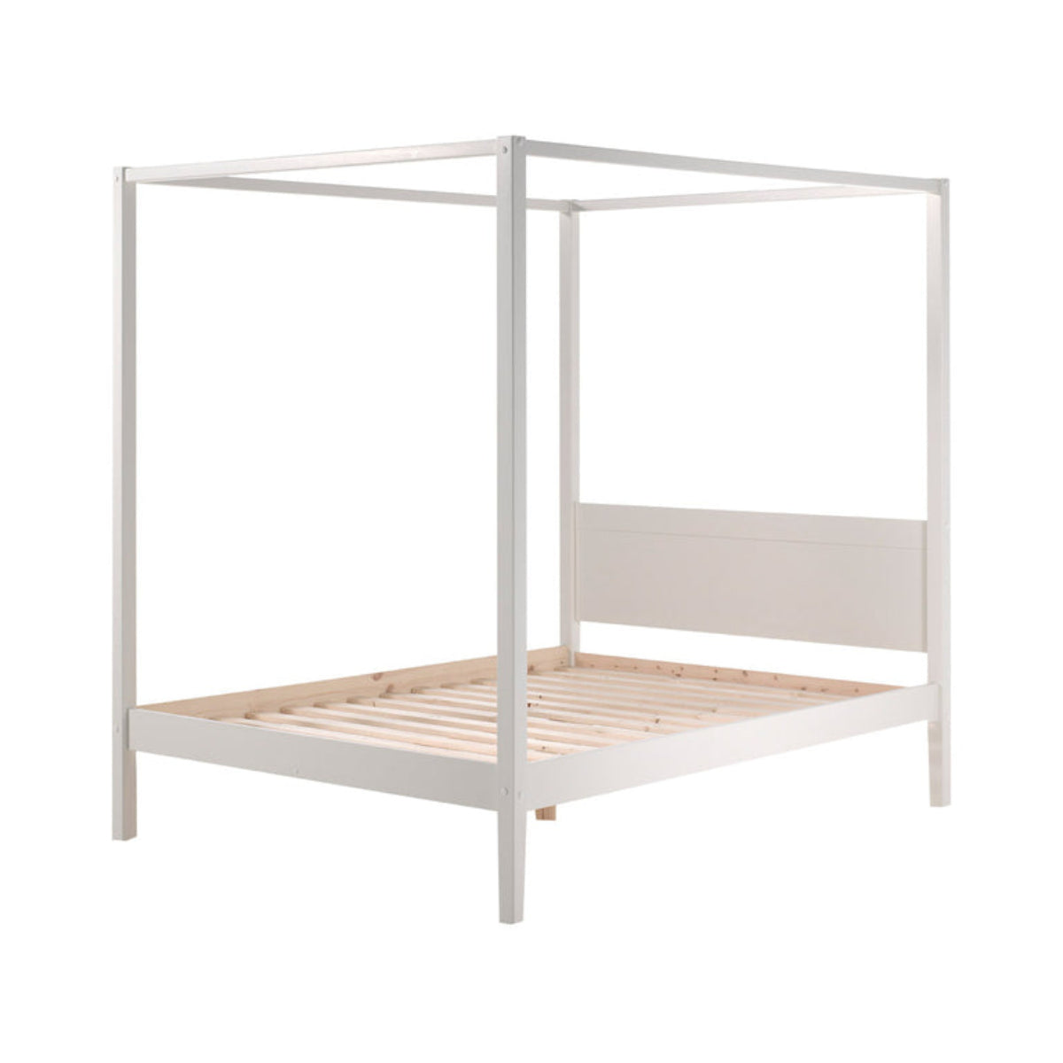 Lit à baldaquin 140x200 Sommier Inclus Vipack Pino - Blanc