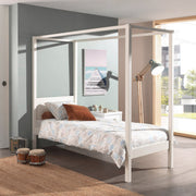Lit à baldaquin 90x200 Sommier Inclus Vipack Pino - Blanc - vue 2