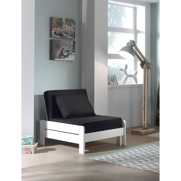 Lit fauteuil matelas inclus 190x80 Vipack Pino - Blanc - vue 3