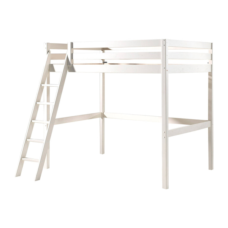 Lit Mezzanine 140x200 Sommier Inclus - Commode 2 portes et Fauteuil Vipack Pino - Blanc - vue 2