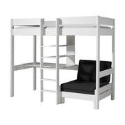 Lit Mezzanine 90x200 Sommier Inclus avec Fauteuil Vipack Pino - Blanc