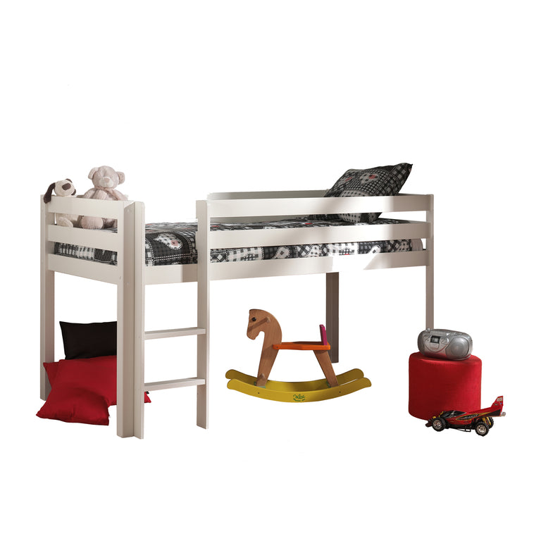 Lit Mi-Hauteur 90x200 Sommier Inclus et Housse Spring Vipack Pino - Blanc - vue 2