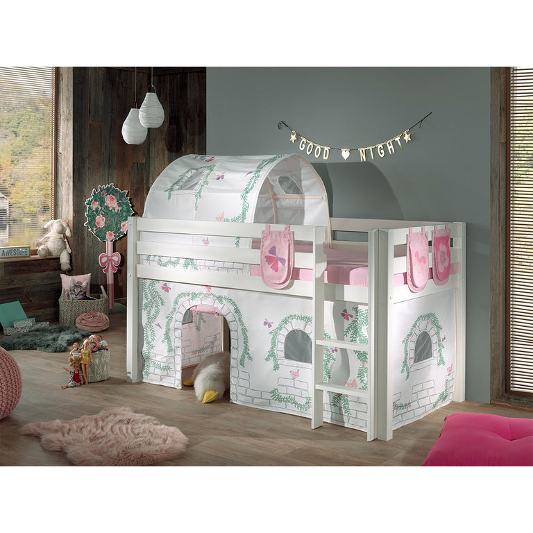 Lit Mi-Hauteur 90x200 Sommier Inclus et Housse Birdy Vipack Pino - Blanc
