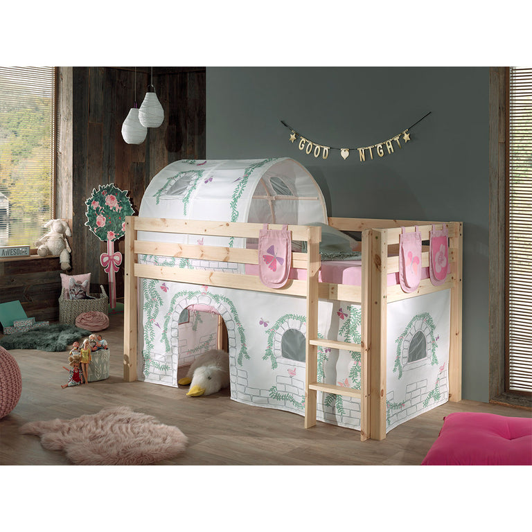 Lit Mi-Hauteur 90x200 Sommier Inclus et Housse Birdy Vipack Pino - Bois