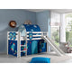 Lit Mi-Hauteur 90x200 avec Toboggan Sommier Inclus et Housse Astro Vipack Pino - Blanc