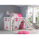 Lit Mi-Hauteur 90x200 avec Toboggan Sommier Inclus et Housse Princesse Vipack Pino - Blanc
