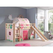 Lit Mi-Hauteur 90x200 avec Toboggan Sommier Inclus et Housse Spring Vipack Pino - Bois