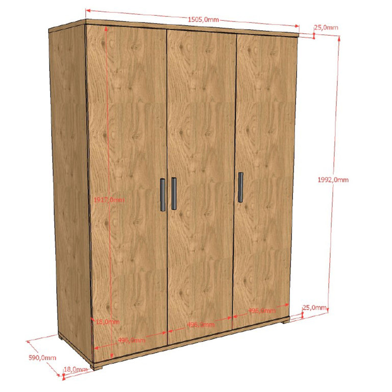 Armoire 3 portes Vipack Sam Bois - vue 3