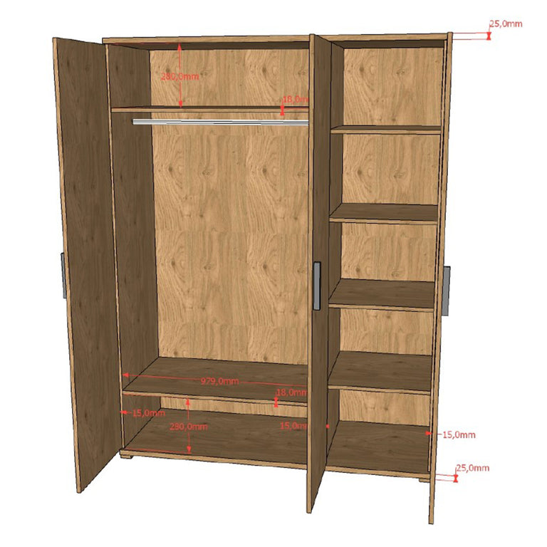 Armoire 3 portes Vipack Sam Bois - vue 4