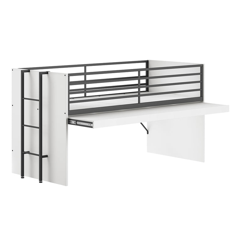 Lit mi-hauteur 90x200 sommier inclus Vipack Sam Blanc - vue 2