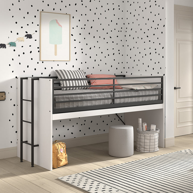 Lit mi-hauteur 90x200 sommier inclus Vipack Sam Blanc - vue 3