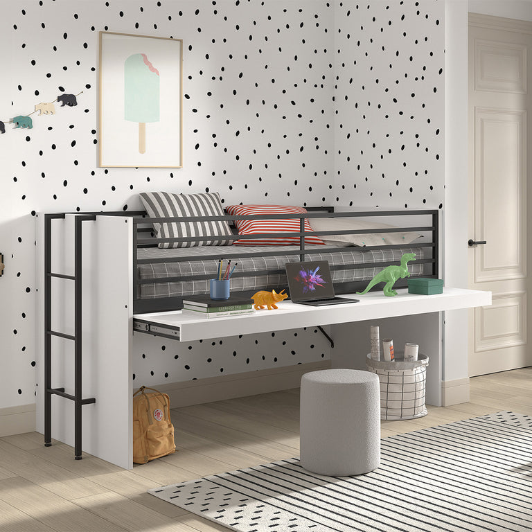 Lit mi-hauteur 90x200 sommier inclus Vipack Sam Blanc - vue 4