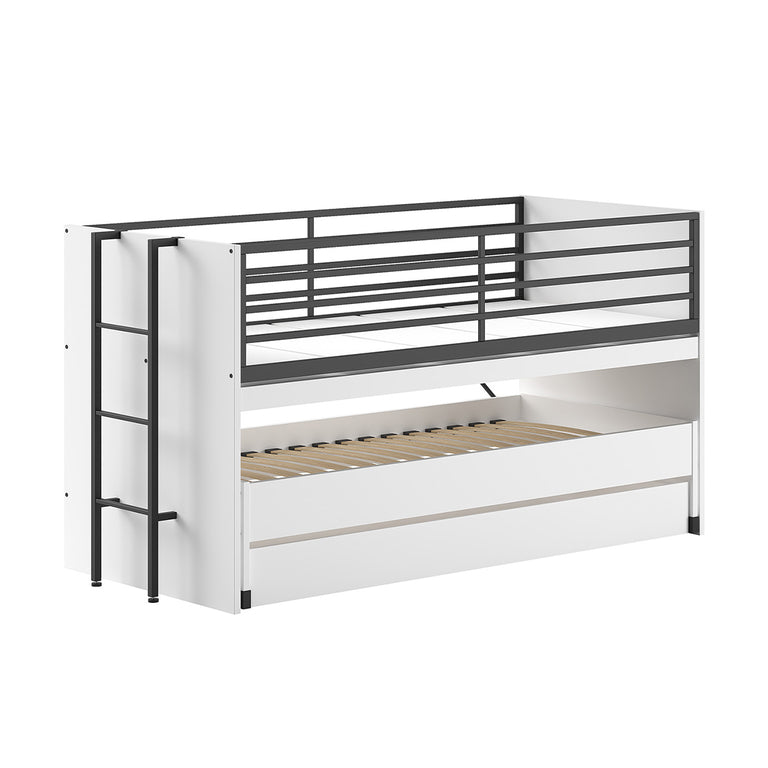 Lit mi-hauteur 90x200 sommier et tiroirs inclus Vipack Sam Blanc