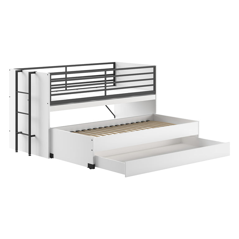 Lit mi-hauteur 90x200 sommier et tiroirs inclus Vipack Sam Blanc - vue 2
