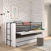 Lit mi-hauteur 90x200 sommier et tiroirs inclus Vipack Sam Blanc - vue 5