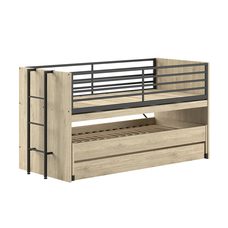 Lit mi-hauteur 90x200 sommier et tiroirs inclus Vipack Sam Bois