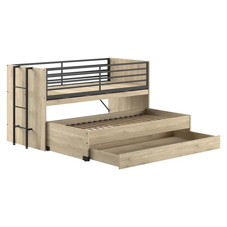 Lit mi-hauteur 90x200 sommier et tiroirs inclus Vipack Sam Bois - vue 2
