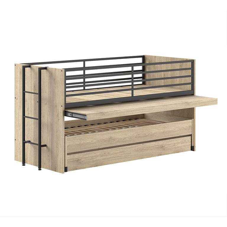 Lit mi-hauteur 90x200 sommier et tiroirs inclus Vipack Sam Bois - vue 3