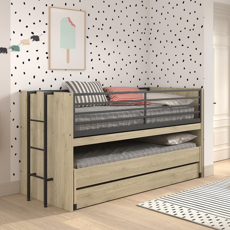Lit mi-hauteur 90x200 sommier et tiroirs inclus Vipack Sam Bois - vue 6