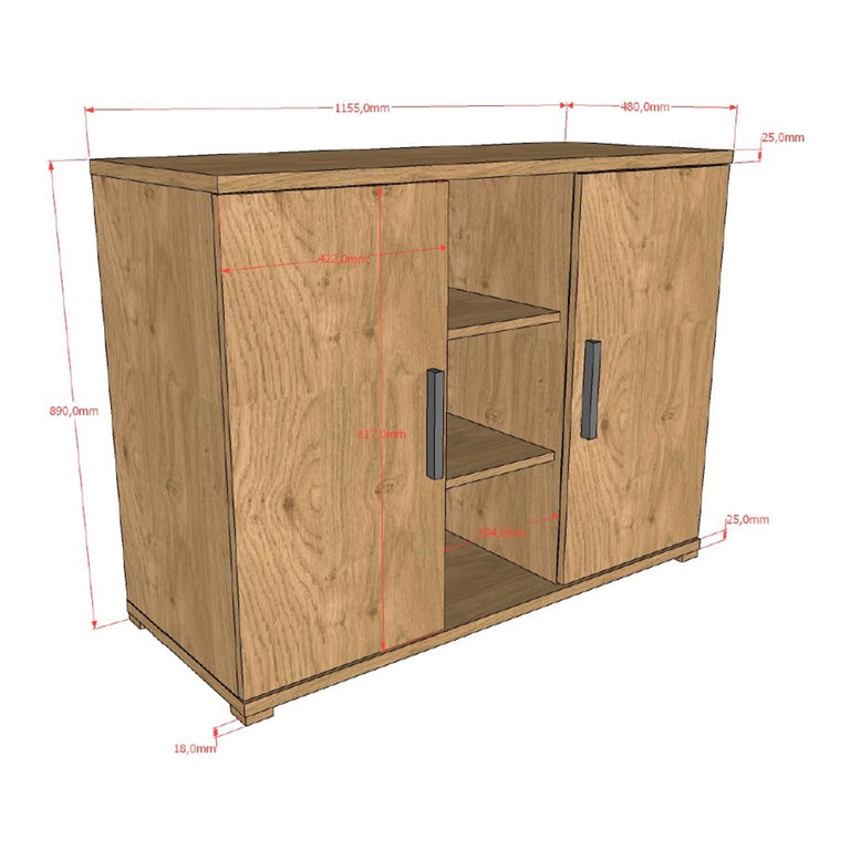Commode 2 portes Vipack Sam Bois - vue 3