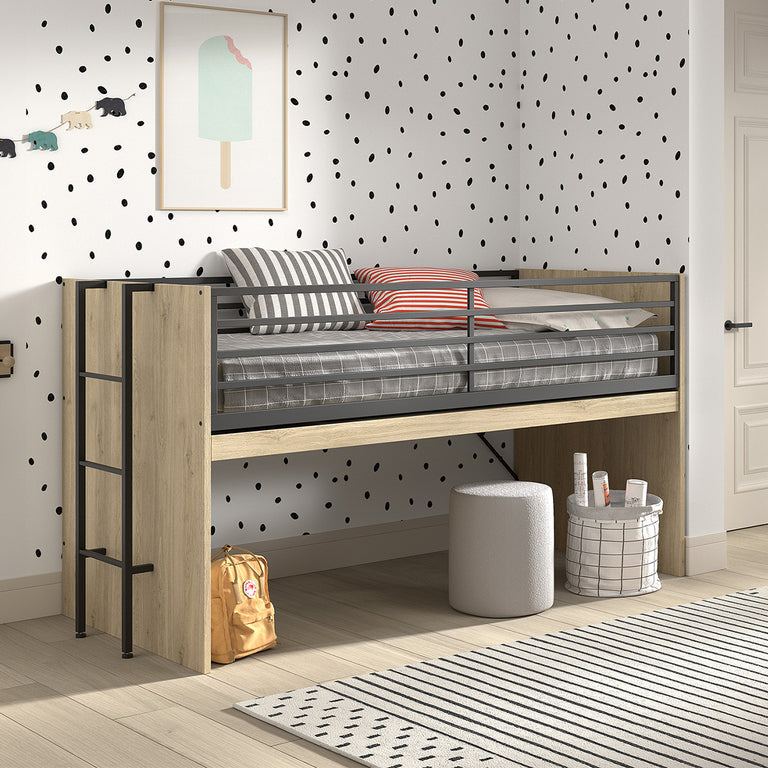 Lit mi-hauteur 90x200 sommier inclus Vipack Sam Bois - vue 3