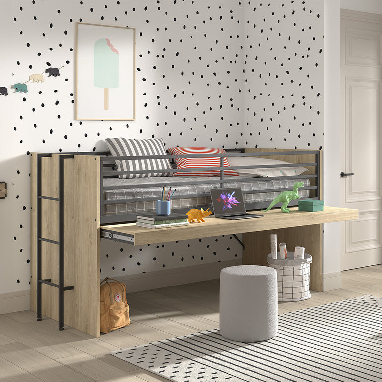 Lit mi-hauteur 90x200 sommier inclus Vipack Sam Bois - vue 4