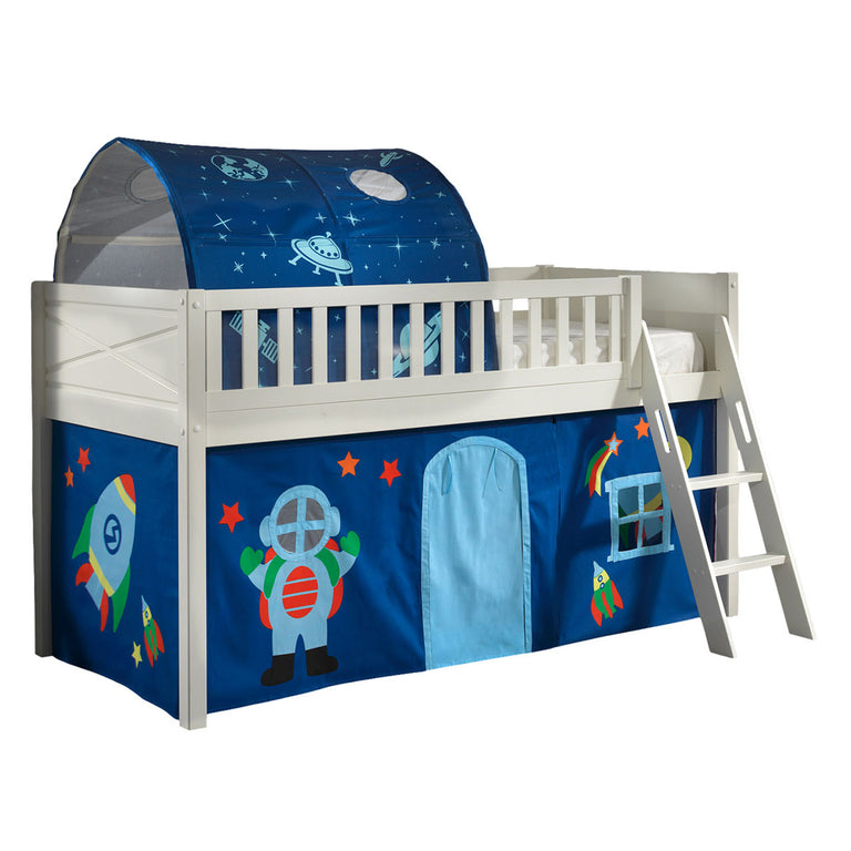 Lit mi-hauteur 90x200 sommier inclus et housse Astro Vipack Scott Blanc - vue 2