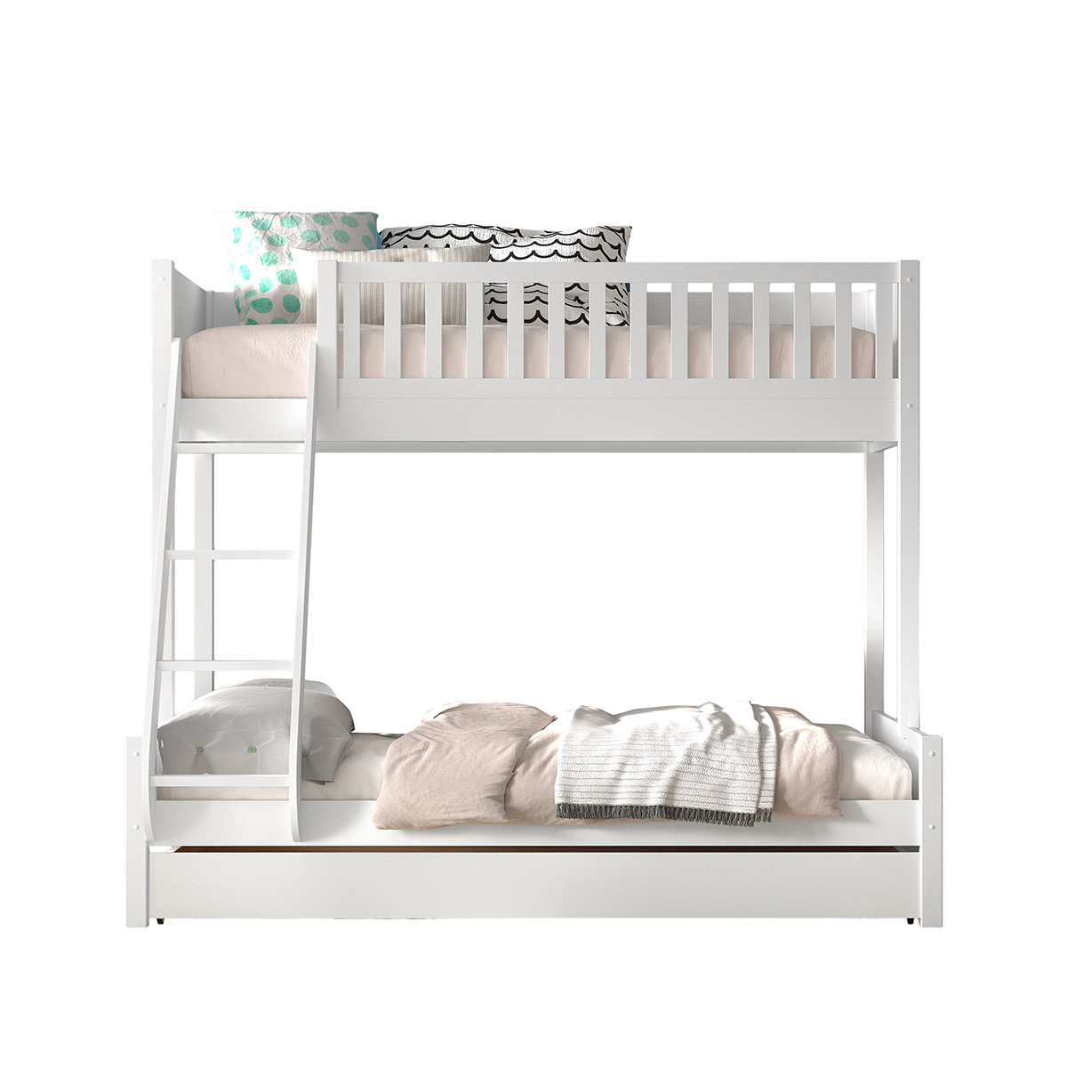 Lit superposé 90-140x200 sommiers et tiroir inclus Vipack Scott Blanc