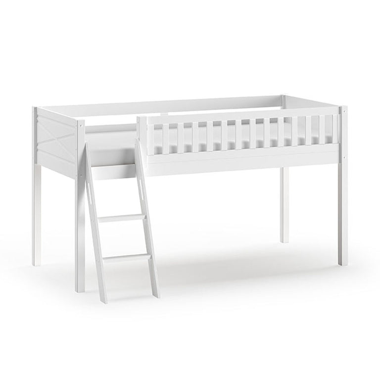 Lit mi-hauteur 90x200 sommier inclus et housse Princesse Vipack Scott Blanc - vue 3