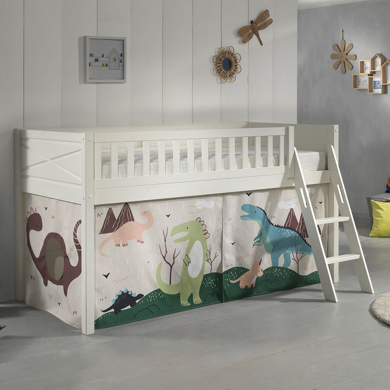 Lit mi-hauteur 90x200 sommier inclus et housse Dino Vipack Scott Blanc