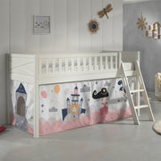 Lit mi-hauteur 90x200 sommier inclus et housse Fairy Vipack Scott Blanc