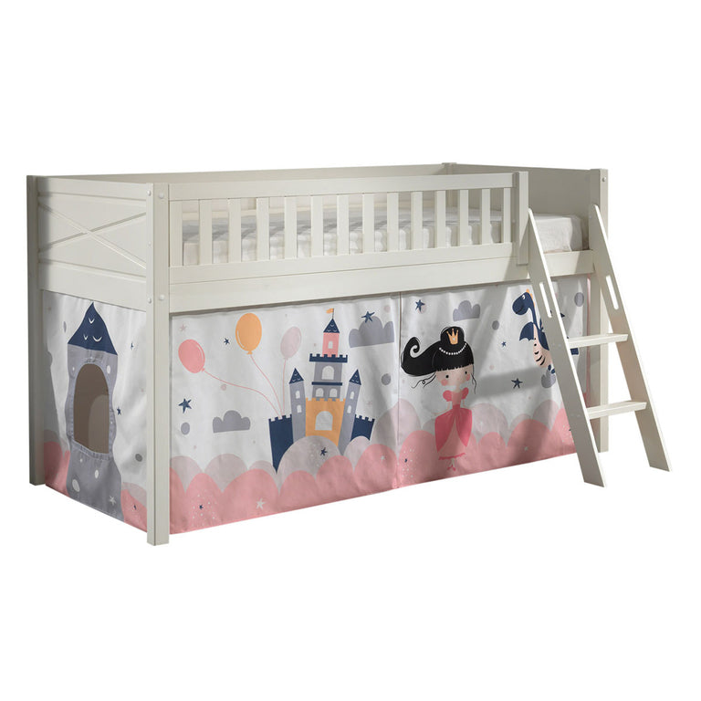 Lit mi-hauteur 90x200 sommier inclus et housse Fairy Vipack Scott Blanc - vue 2