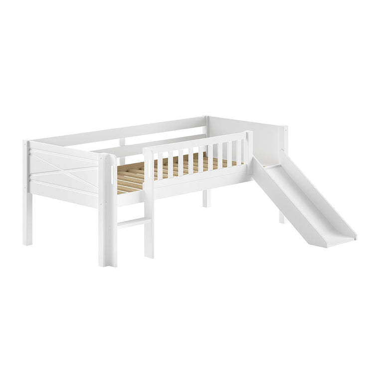 Lit mi-hauteur 90x200 toboggan et sommier inclus Vipack Scott Blanc