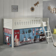 Lit mi-hauteur 90x200 sommier inclus et housse Pet Shop Vipack Scott Blanc