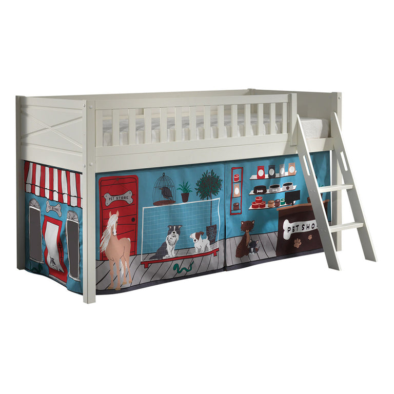 Lit mi-hauteur 90x200 sommier inclus et housse Pet Shop Vipack Scott Blanc - vue 2