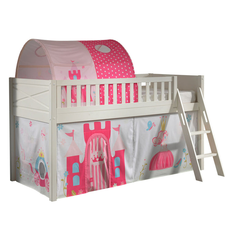 Lit mi-hauteur 90x200 sommier inclus et housse Princesse Vipack Scott Blanc - vue 2