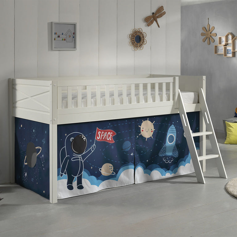 Lit mi-hauteur 90x200 sommier inclus et housse Space Vipack Scott Blanc