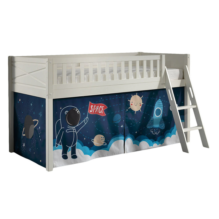Lit mi-hauteur 90x200 sommier inclus et housse Space Vipack Scott Blanc - vue 2
