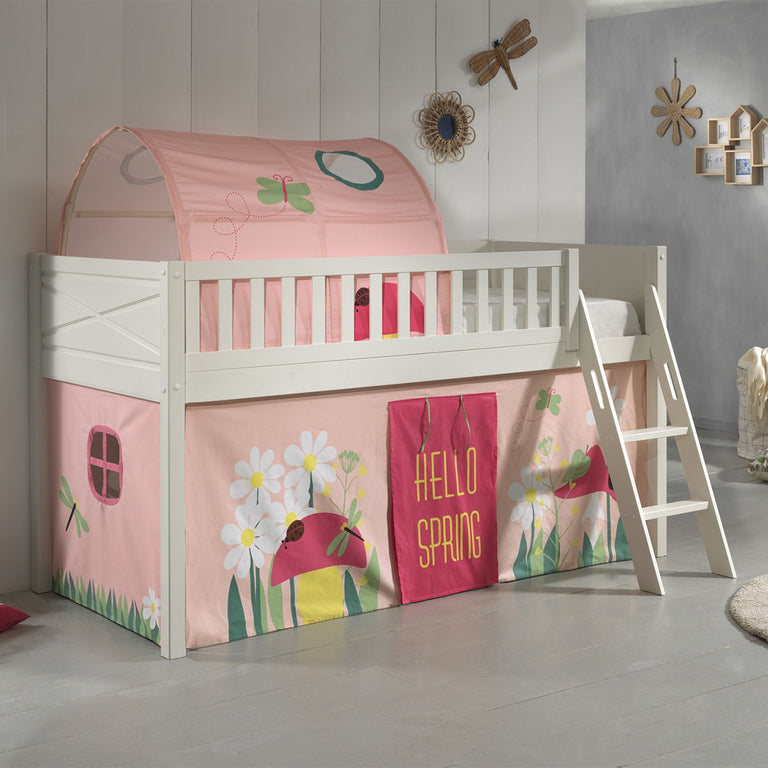 Lit mi-hauteur 90x200 sommier inclus et housse Spring Vipack Scott Blanc