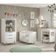 Chambre complète lit 60x120 table à langer et armoire 3 tiroirs Vipack Smile Blanc