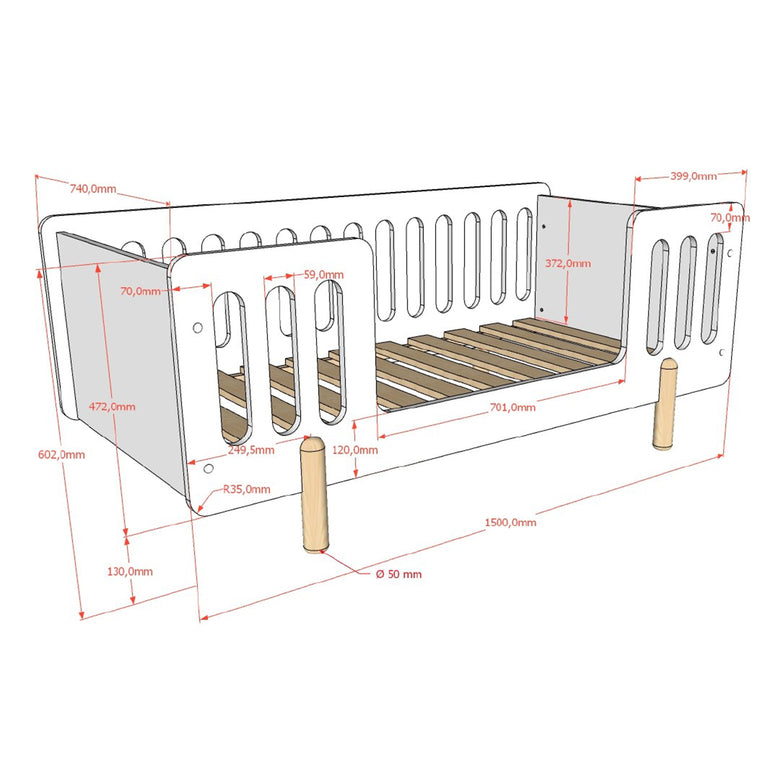 Lit banquette 70x140 sommier inclus Vipack Smile Blanc - vue 3