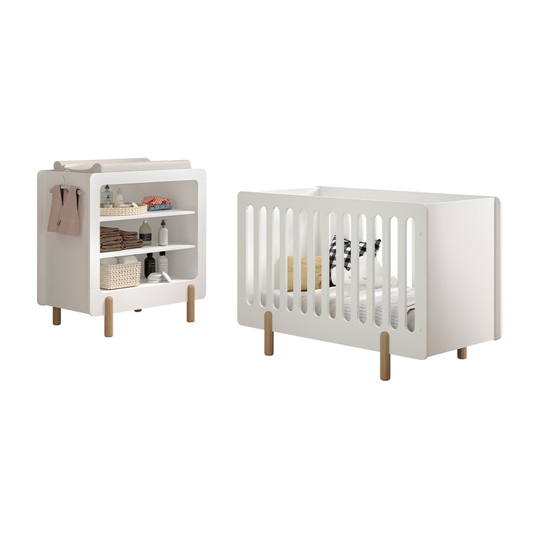 Lit bébé 60x120 et table à langer Vipack Smile Blanc - vue 2