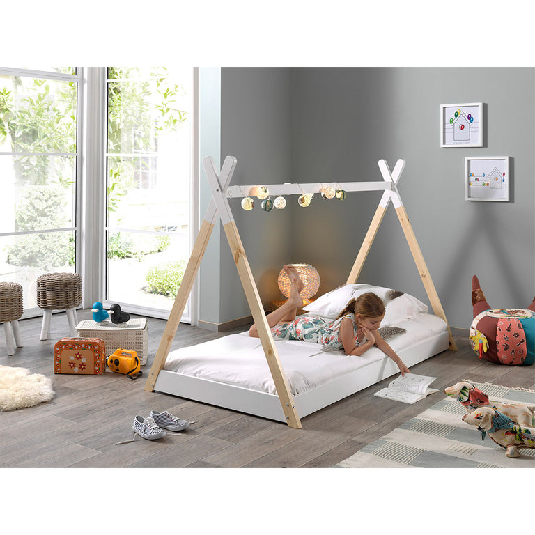 Lit Tipi 90x200 Sommier inclus Vipack - Blanc - vue 3