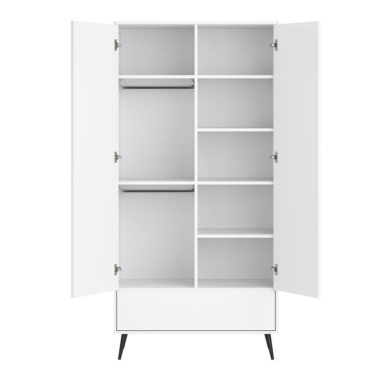 Lit évolutif 70x140 et armoire 2 portes Vox Blanca Blanc - vue 4