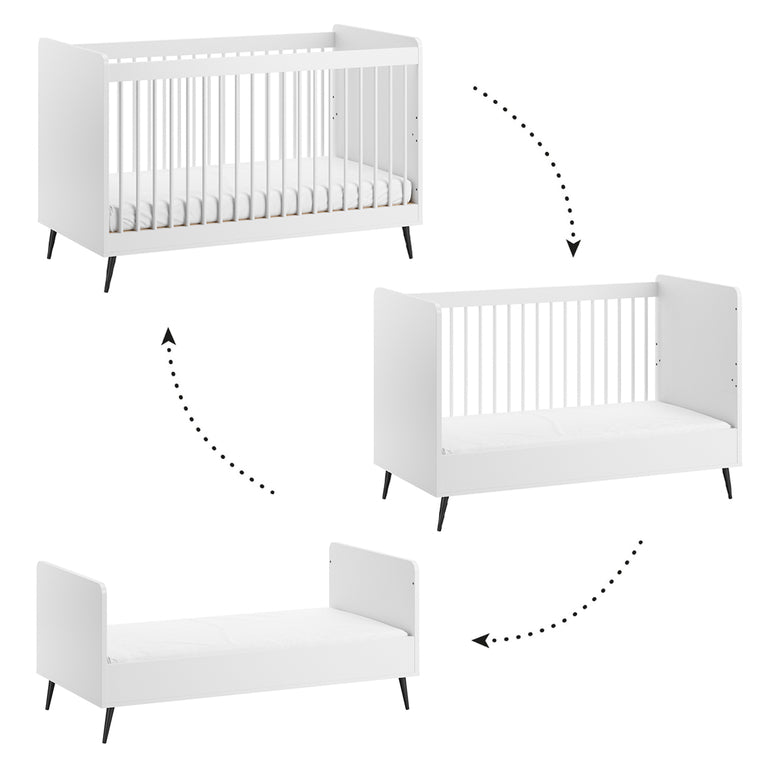 Lit évolutif 70x140 et armoire 2 portes Vox Blanca Blanc - vue 2