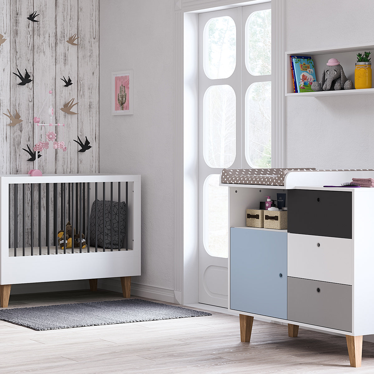 Lit bébé évolutif et Commode à langer Vox Concept Bleu - vue 4