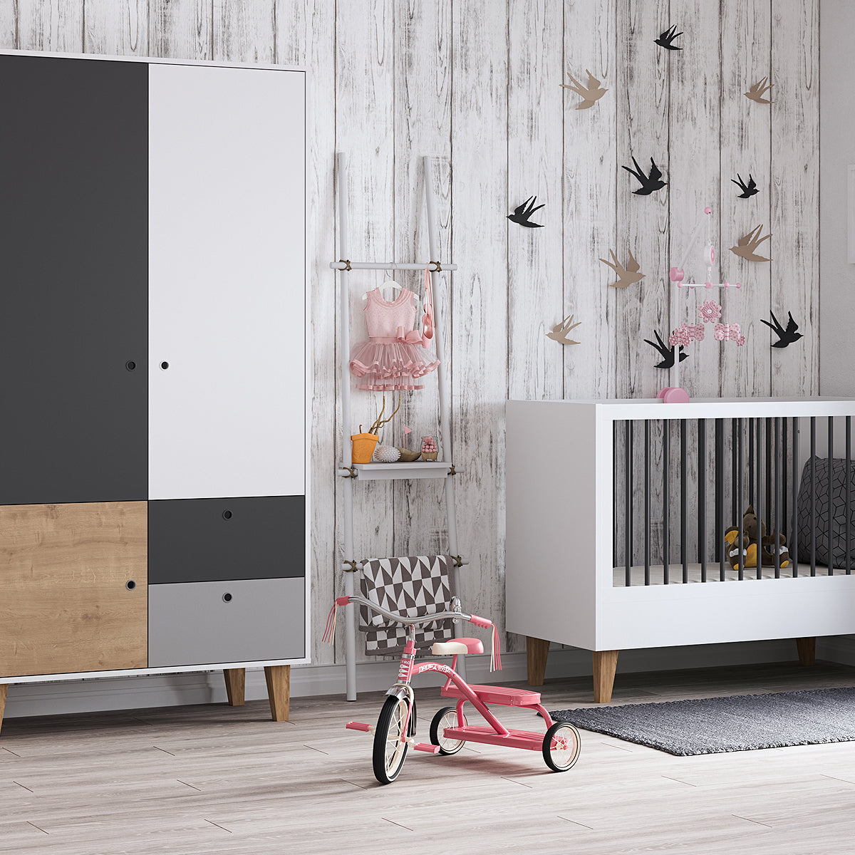 Lit bébé évolutif et Armoire Vox Concept Bois - vue 4