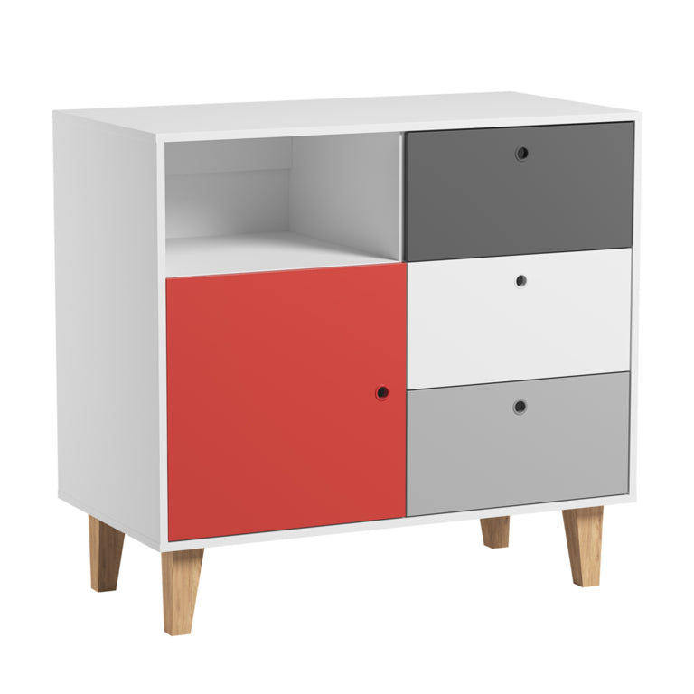 Lit bébé évolutif et Commode à langer Vox Concept Rouge - vue 3