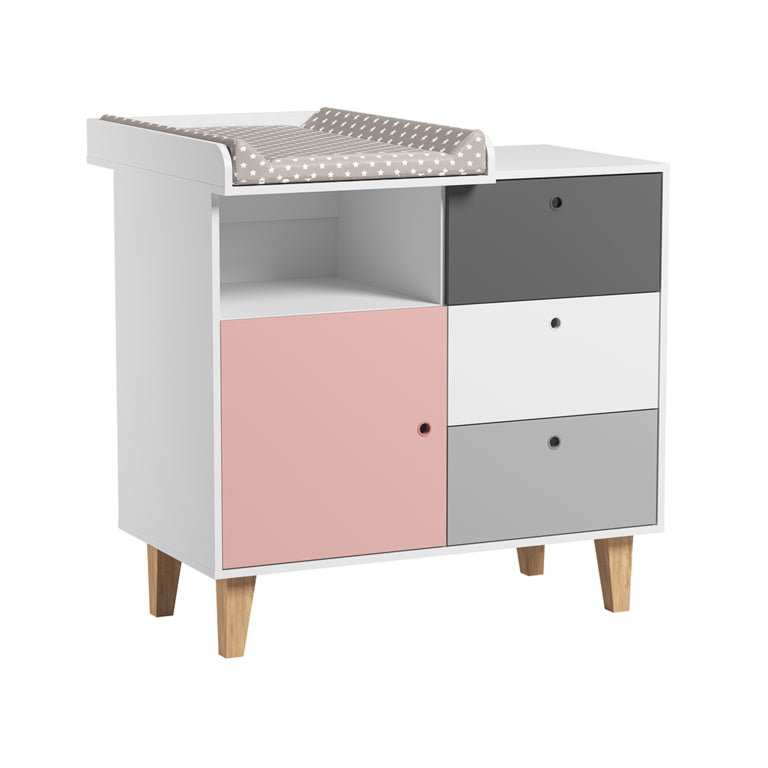 Chambre complète lit bébé évolutif - commode à langer - armoire Vox Concept Rose - vue 4